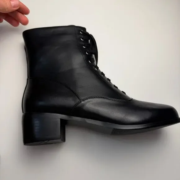 Women’s Victorian Lace Up Ankle Boots Vintage Round Toe Chunky Heel Boots NEW - Picture 3 of 9